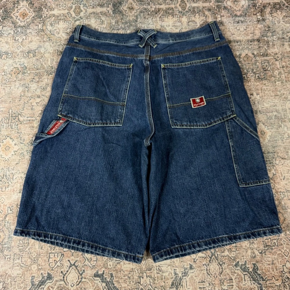 Vintage Early 2000s Tommy Hilfiger Baggy Cargo Jorts Dark Blue Size 38